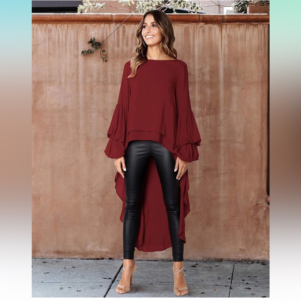 Burgundy High-Low Blouse NWOT